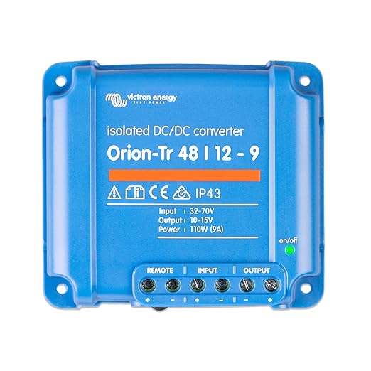 Victron Energy Orion-Tr DC to DC Converter - 48/12-Volt 9 amp 110-Watt - IP43 Protected - for Dual Battery Systems - Isolated