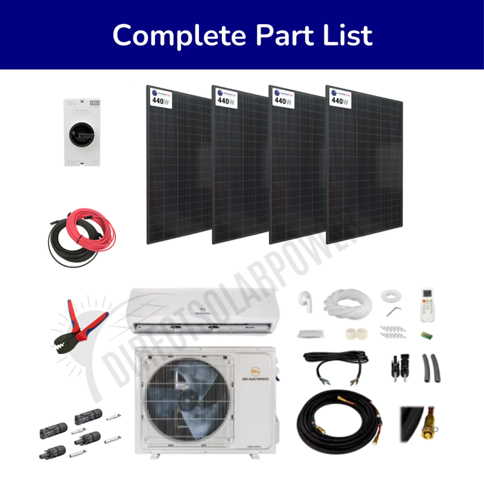 EG4 Hybrid Solar Mini Split Kit | 12k BTU AC/DC | SEER22 | 1760w of Solar PV