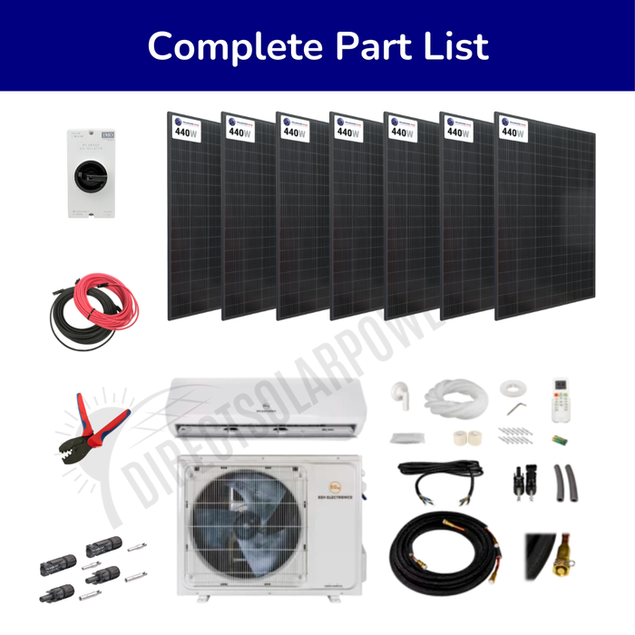 EG4 Hybrid Solar Mini Split Kit | 24k BTU AC/DC | SEER21 | Up To 3080W of Solar PV