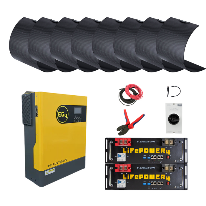 3,000W Off-grid Solar System | EG4 3kWh Inverter | 5.12kWh Server Rack Battery