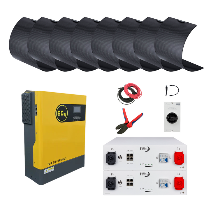 3,000W Off-grid Solar System | EG4 3kWh Inverter | 5.12kWh Server Rack Battery