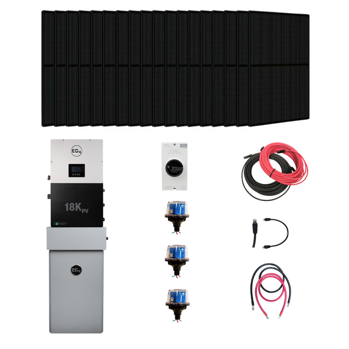 Complete Hybrid Solar Kit | EG4 18KPV | 8.8kW Solar Array | 12kW Continous AC Output | 48V Lithium Battery Bank |