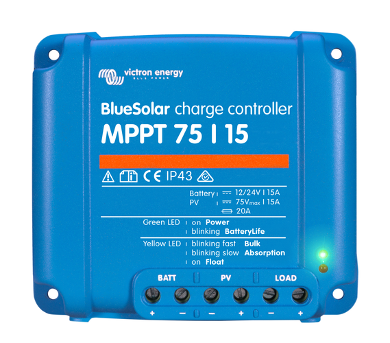 Victron BlueSolar MPPT 75/15 Solar Charge Controller 12/24VDC at 10 Amps